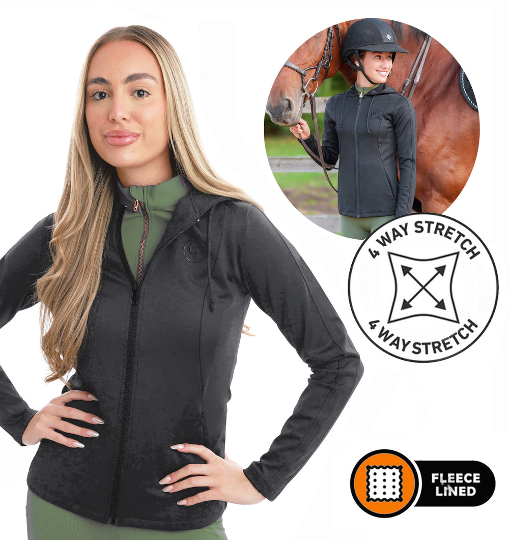 Sculpture fleece lined Zip Up  - Black