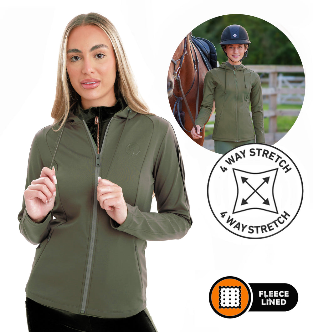 Sculpture fleece lined Zip Up  - Khaki