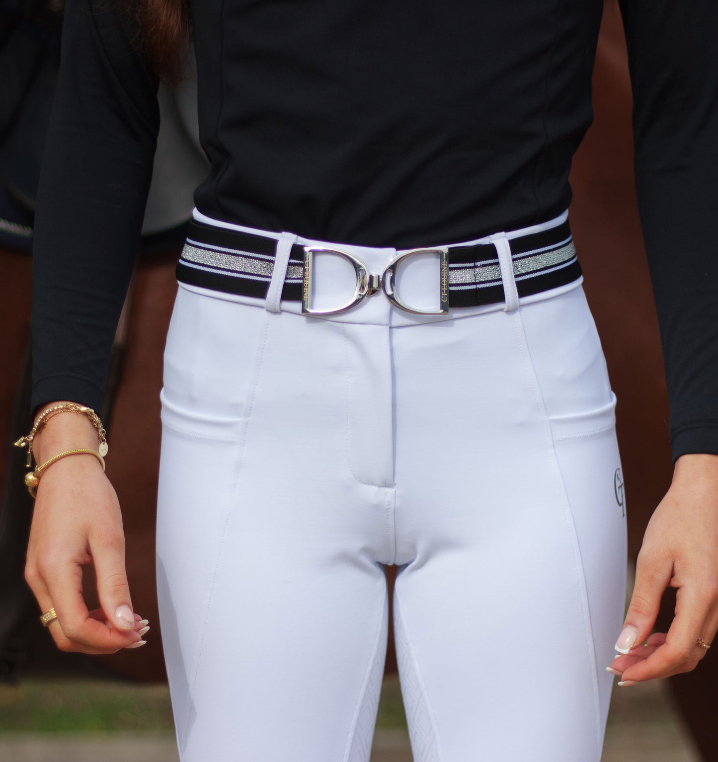 
                  
                    Stirrup Belt adjustable - Glitter Black Stripe
                  
                