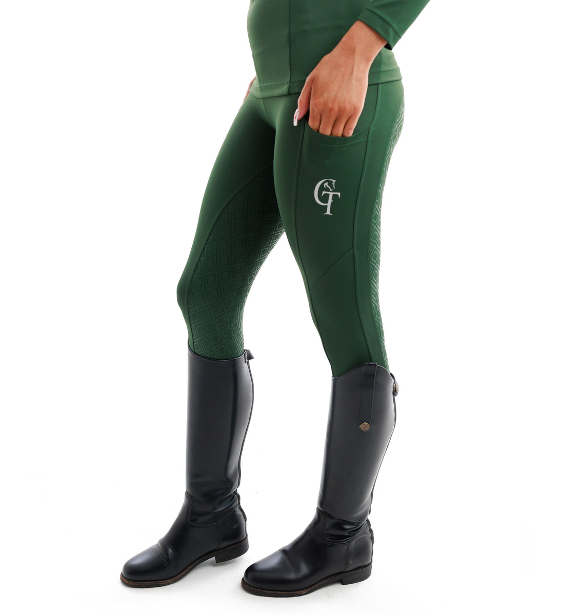 Green Riding Leggings | Horse Riding Leggings | CT Equine Collection ...