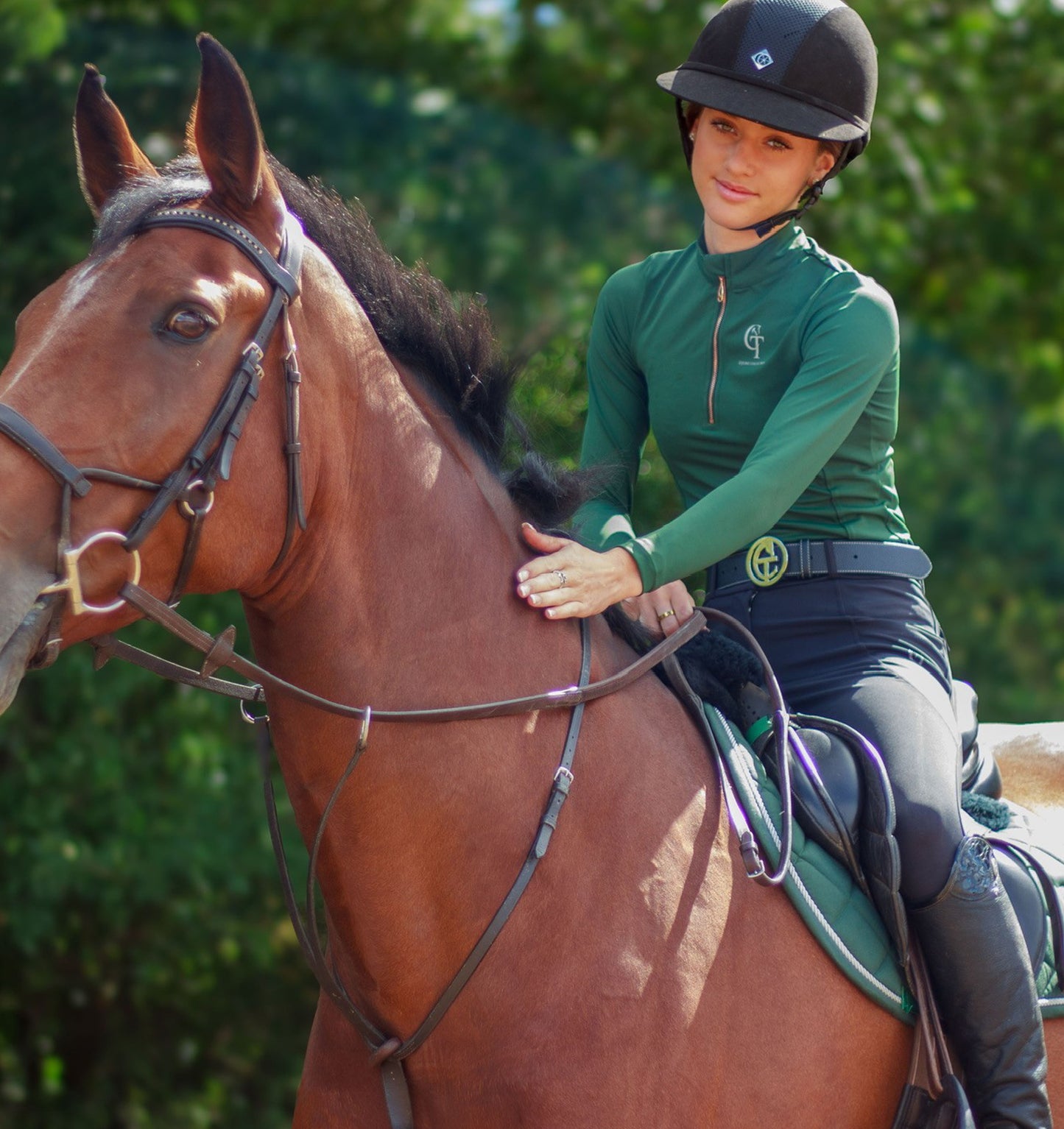 
                  
                    Forest green Horse Riding Base Layer
equestrian base layer forest, forest green long sleeve equine top,  horse riding base layer, CT Equine Base Layer, Long sleeve forest base layer, base layer, horse riding compettition base layer, horsewear, CT Equine Collection,
CT Equine Show Top, equestrian base layer,  forest equine base layerr, horse riding forest base layer,
horse riding forest green long sleeve top , equestrian wear, equestrian forest base layer, equestrian clothes, horse riding Clothes
                  
                