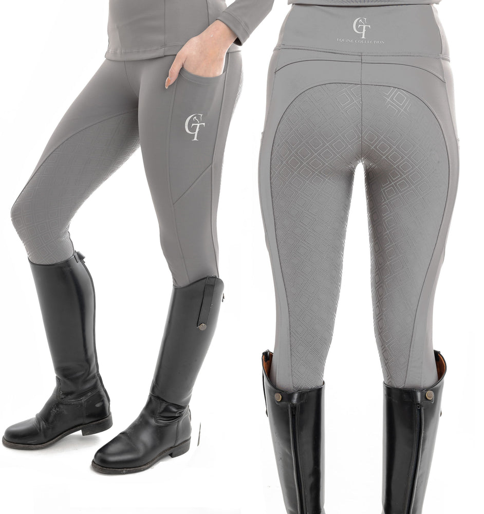 Gym / Riding Leggings / tights with phone pockets - Eqcouture GREY