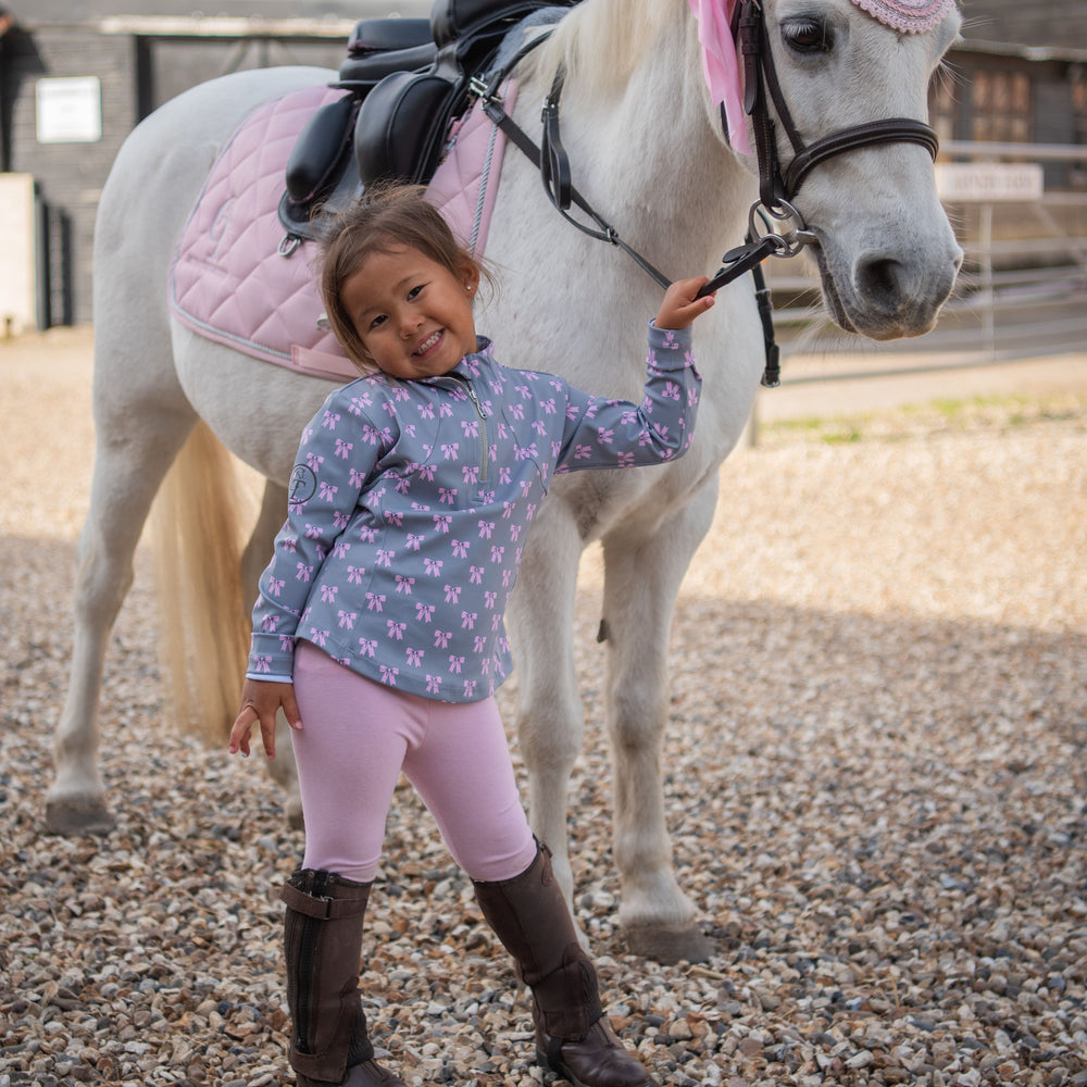 
                  
                    Kids Base Layer Bow Print - Grey Pink
                  
                