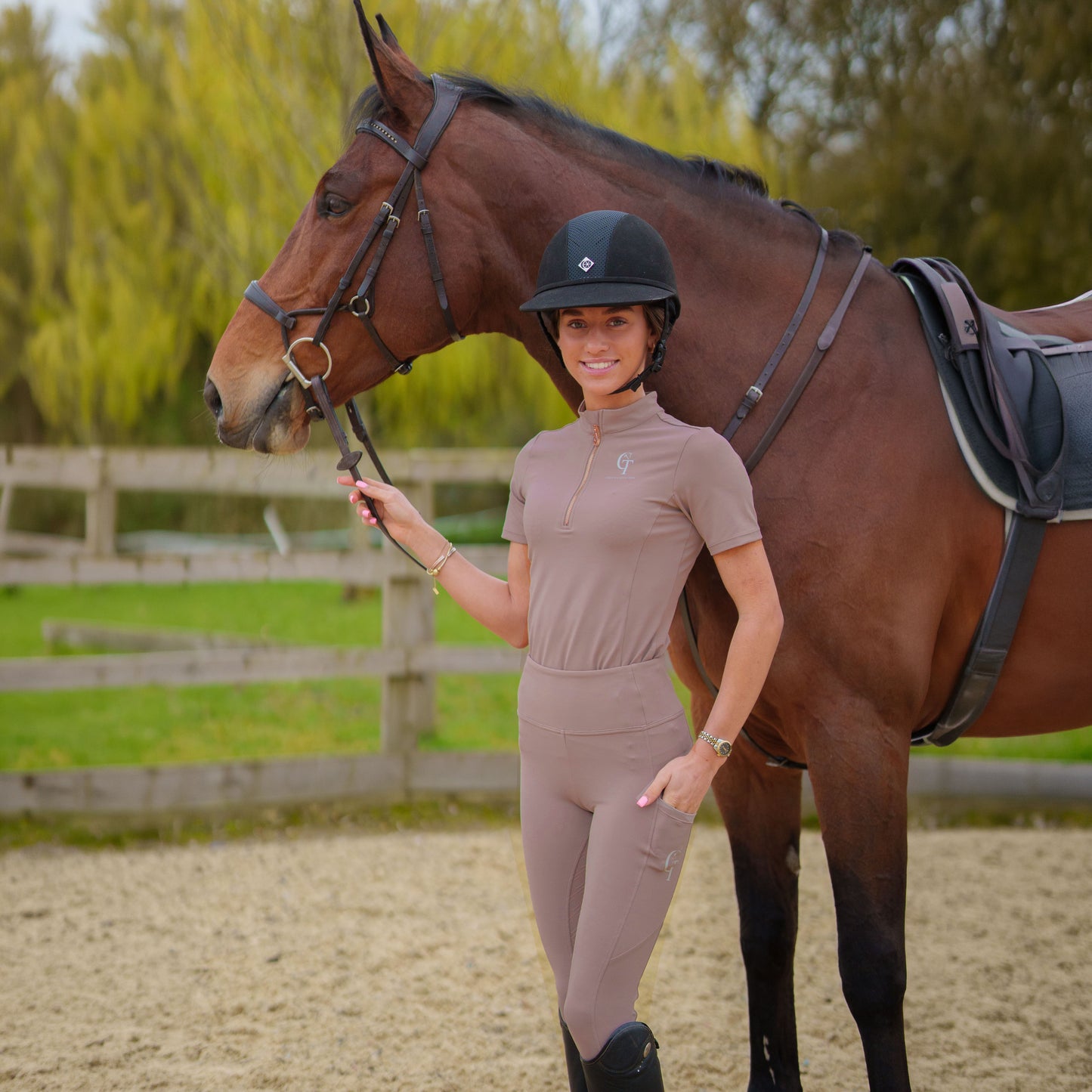 Person Riding Base Pink Horse Riding Base Layer | Short Sleeve | CT Equine Collection | CT ...