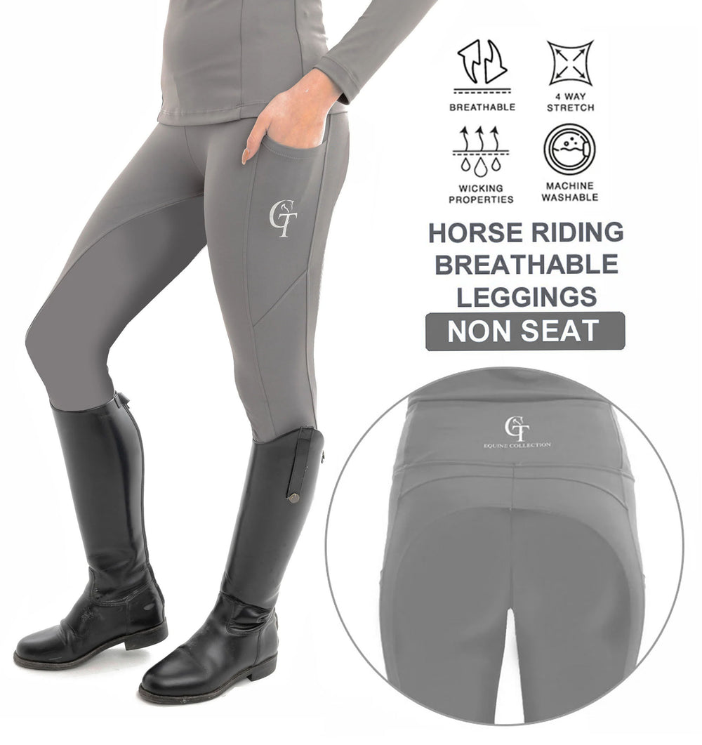Young Rider-Horse Riding Leggings NON Seat - Grey
