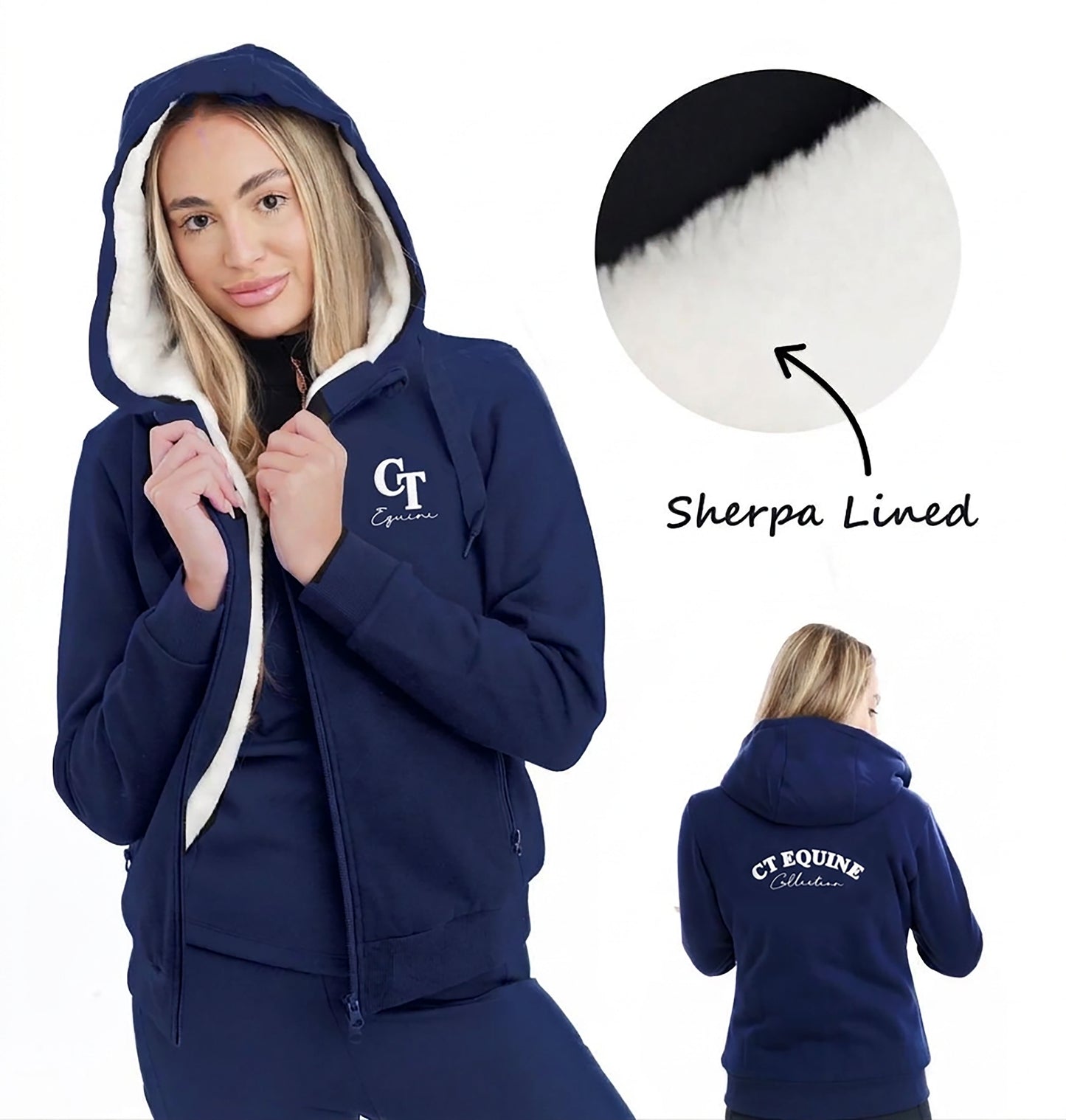 
                  
                    Sherpa Lined Hoodie Zip up- Navy
                  
                