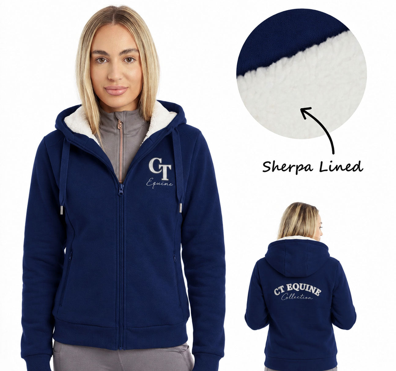 
                  
                    Sherpa Lined Hoodie Zip up- Navy
                  
                
