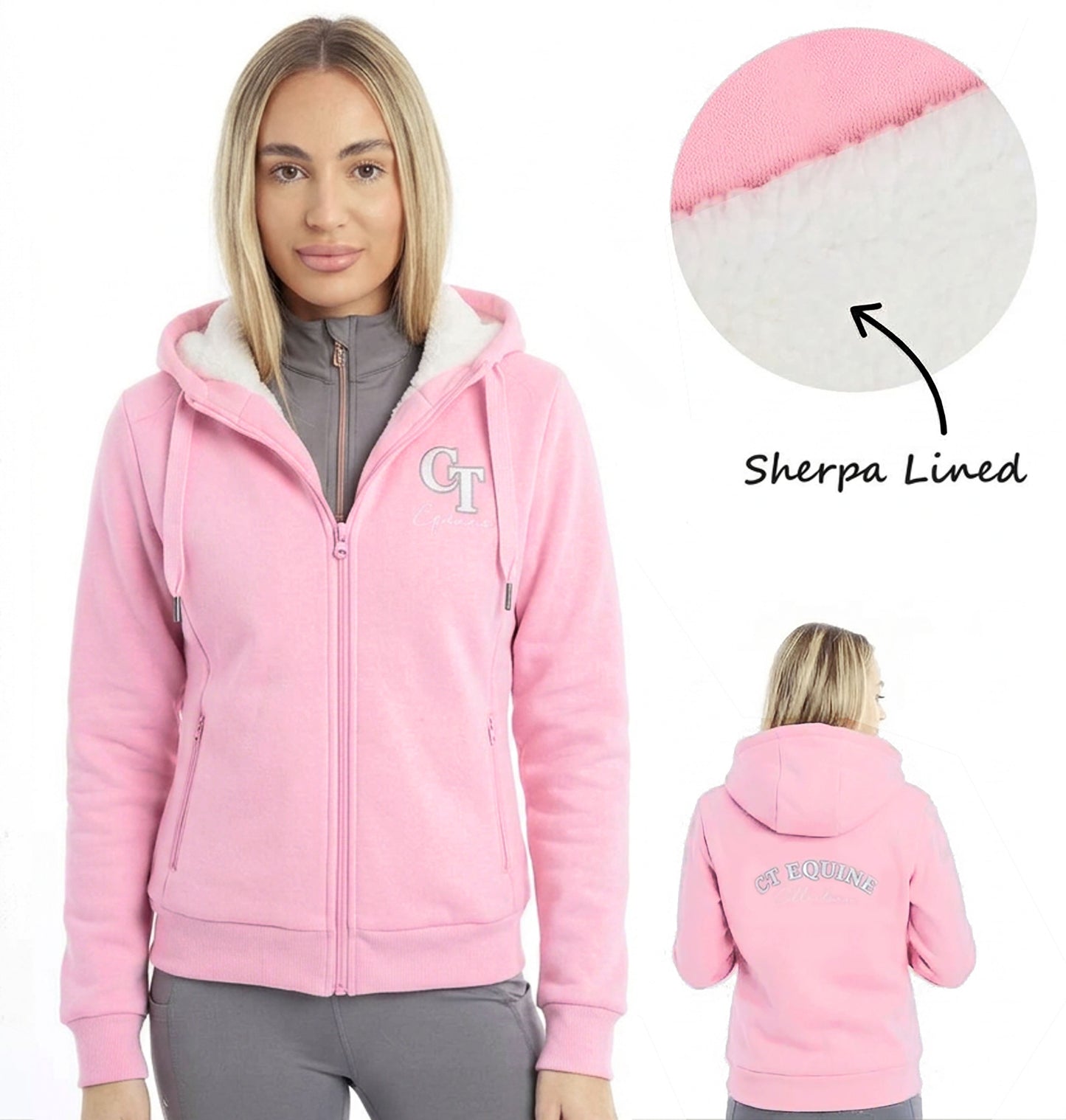 
                  
                    Sherpa Lined Hoodie Zip Up-BubbleGum Pink
                  
                
