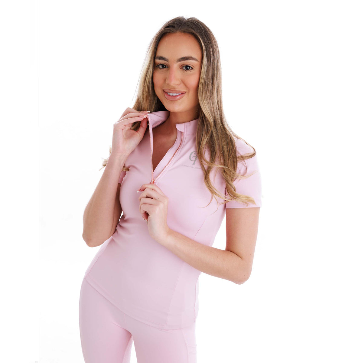 Horse Riding Base Layer Short Sleeve Diamond-Pastel Pink