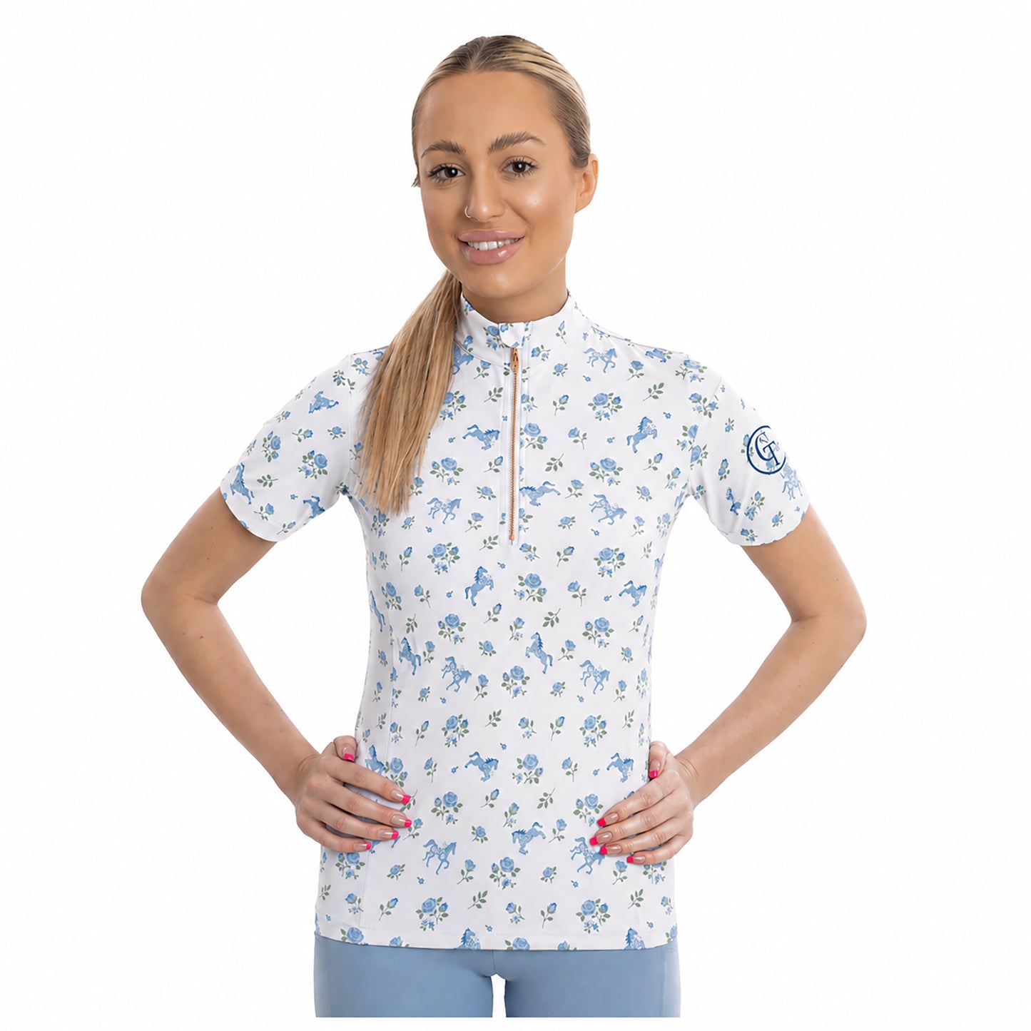 
                  
                    Petals & Ponies Print Base Layer-Blue
                  
                