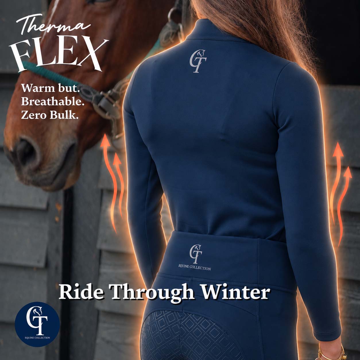 
                  
                    Young Rider / Winter Thermal Horse Riding Base Layer - Navy
                  
                