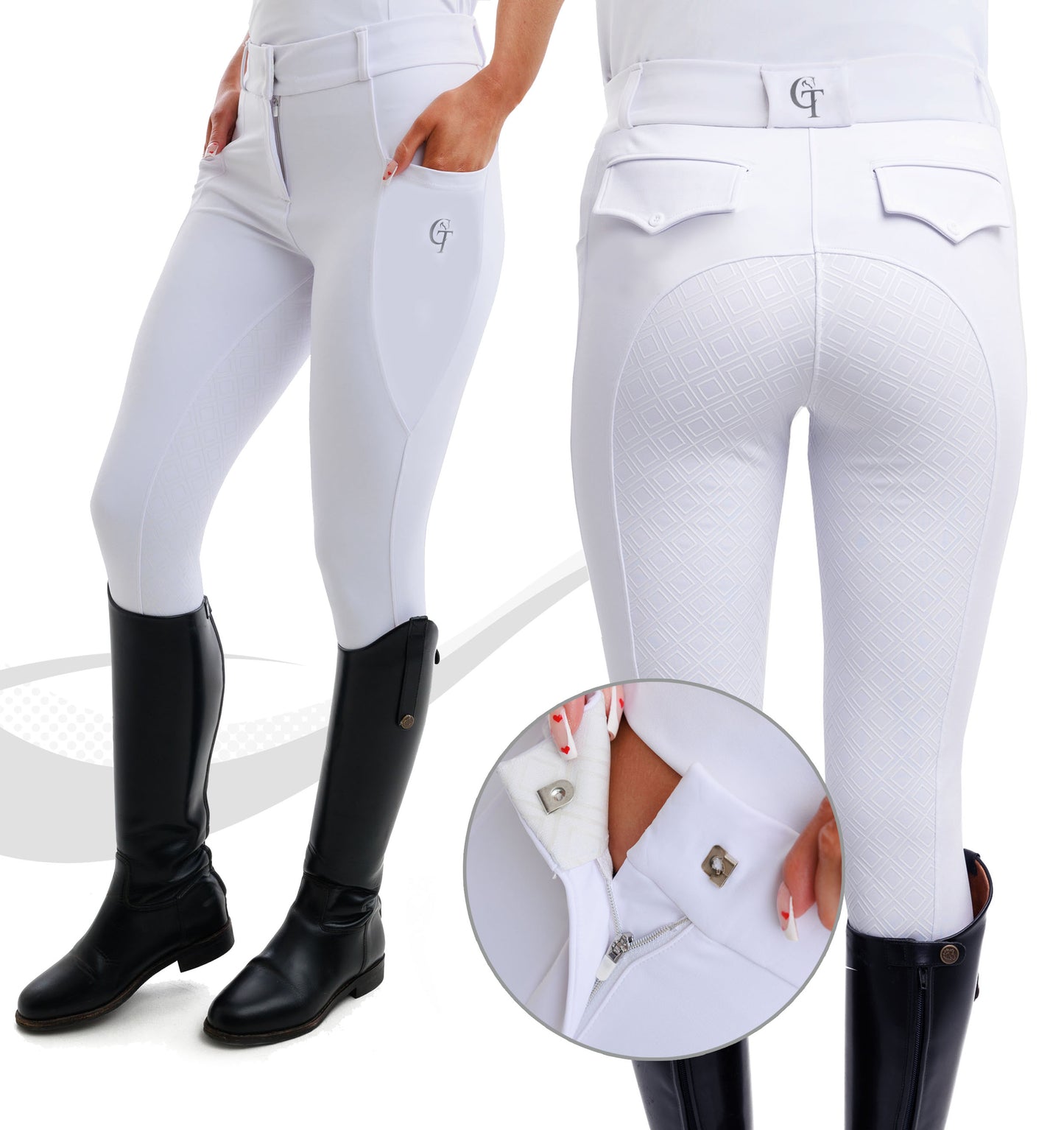 Horse Riding Competition Breeches,  Horse Riding White Breeches, competition breeches, horse riding competition breeches, CT Equine White breeches, white breeches, horse riding compettition breeches, horsewear, CT Equine Collection,
Affordable Riding Breeches, horse riding breeches,
horse riding white show breeches, equestrian wear, equestrian clothes, horse riding Competition Wear, jodphurs, full set breeches, breeches with phone pcket, equestrian breeches