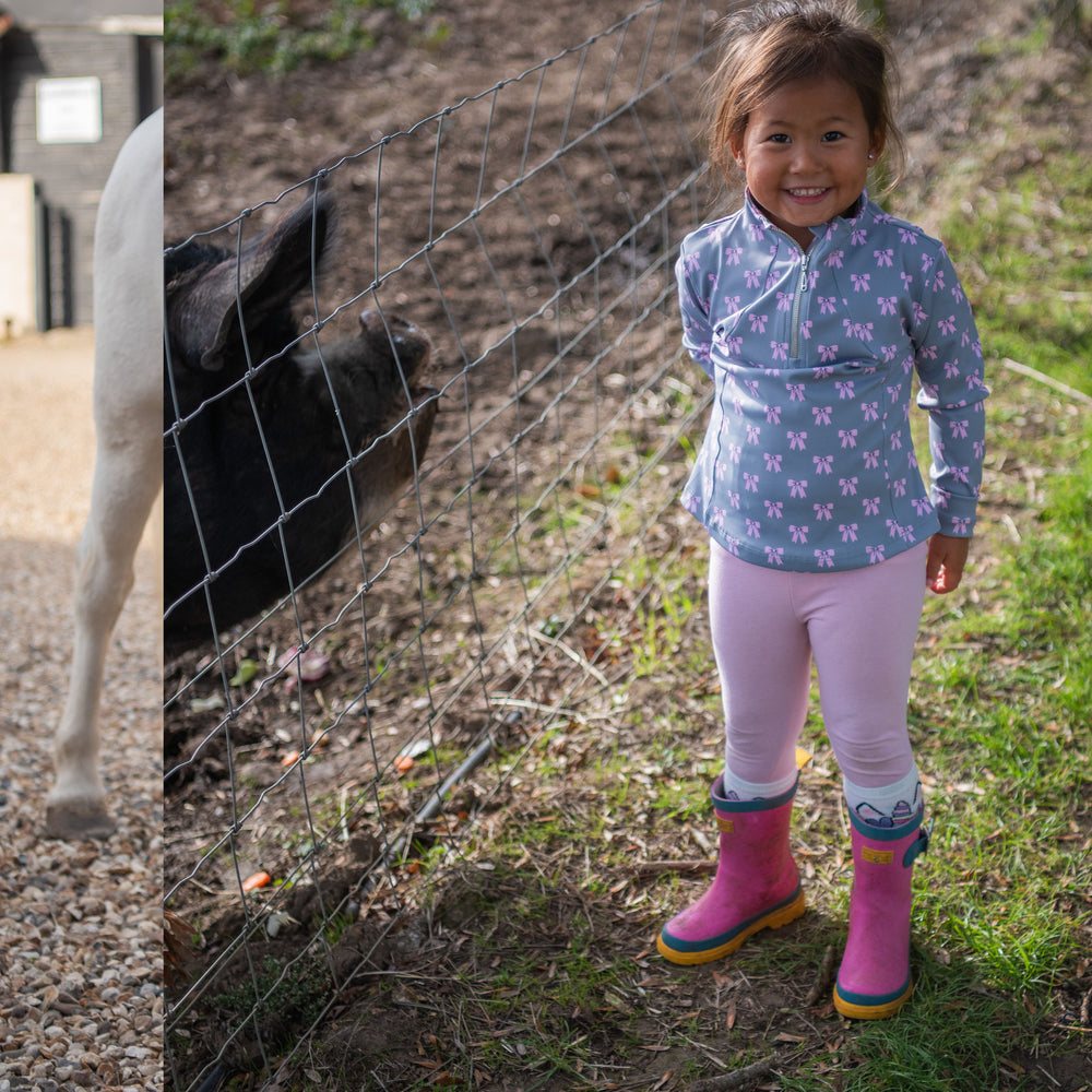 
                  
                    Kids Base Layer Bow Print - Grey Pink
                  
                