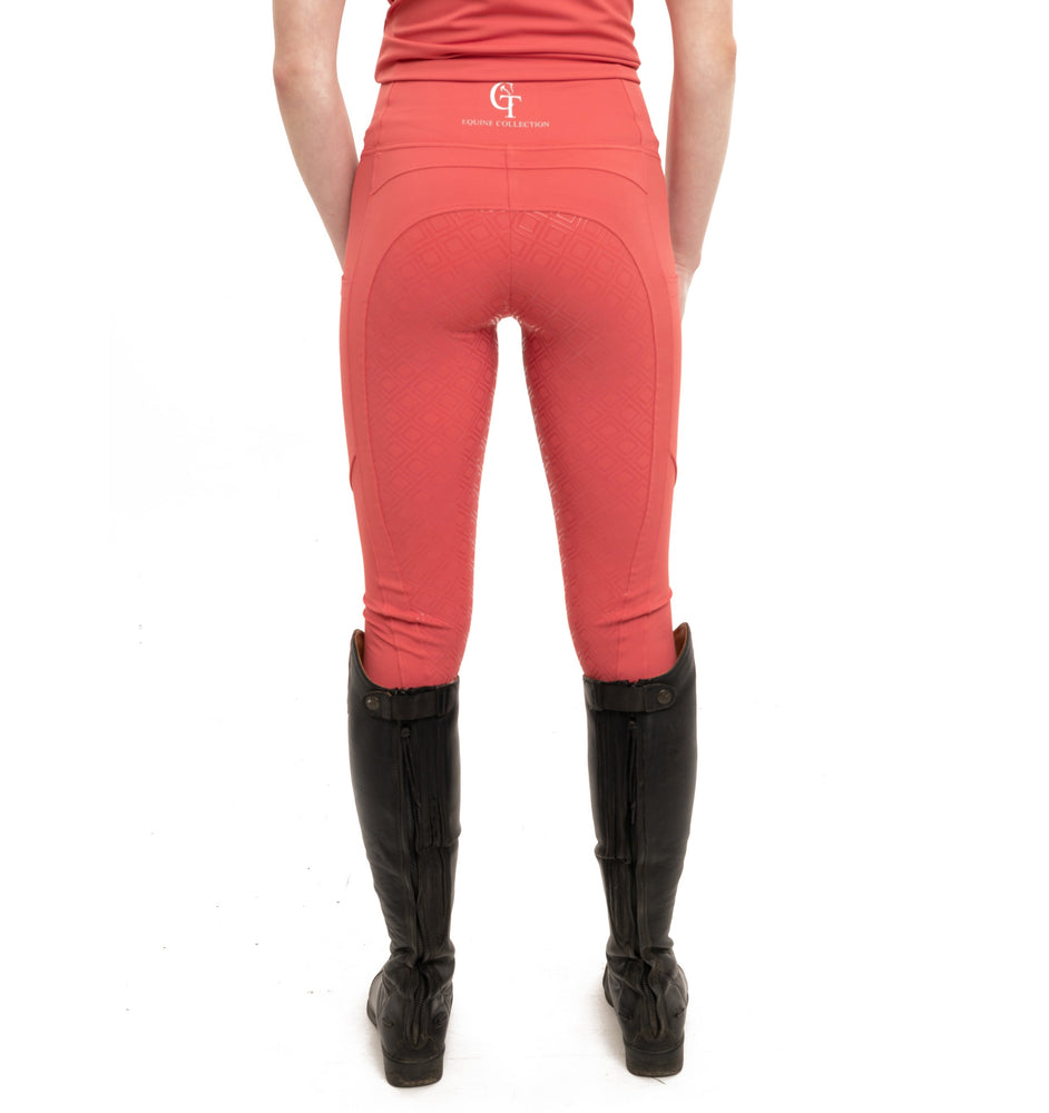 
                  
                    Young Rider Equine Diamond Riding Leggings back pose Coral
                  
                