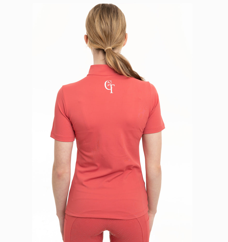 
                  
                    Young Rider Equine Short Sleeve Base Layer back pose Coral
                  
                