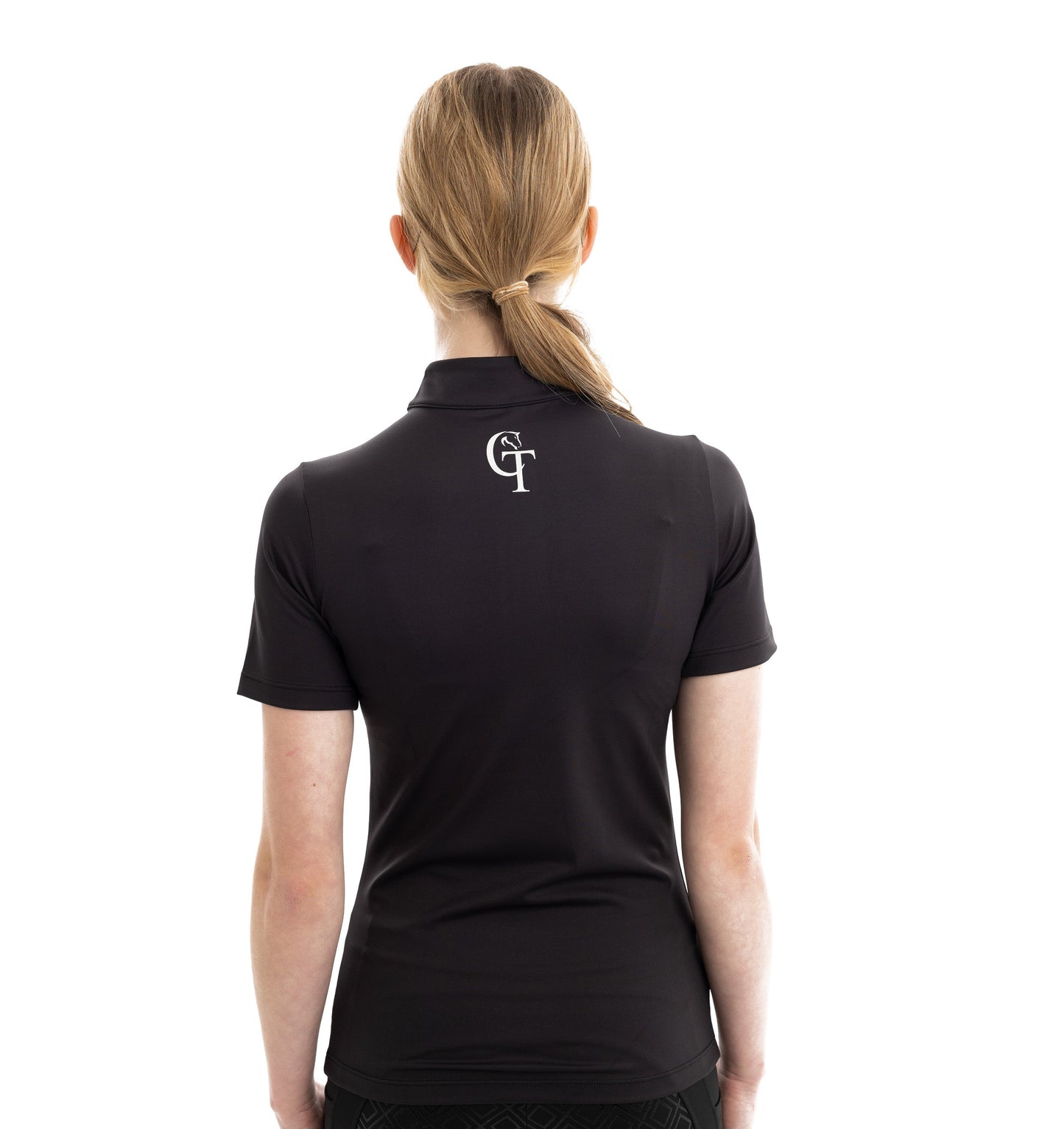 
                  
                    Young Rider Equine Short Sleeve Base Layer back pose black
                  
                
