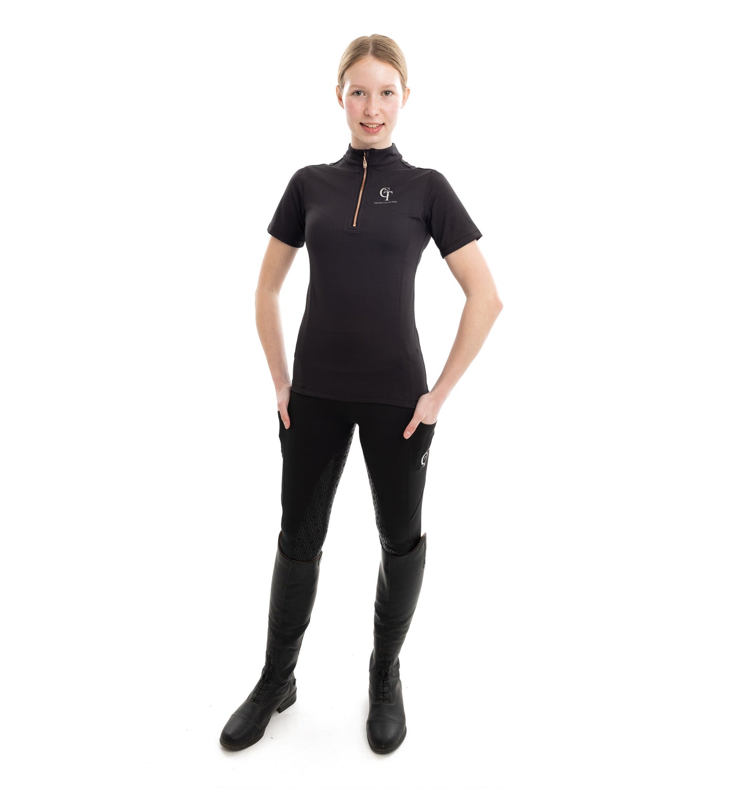 
                  
                    Young Rider Equine Short Sleeve Base Layer front full pose black
                  
                