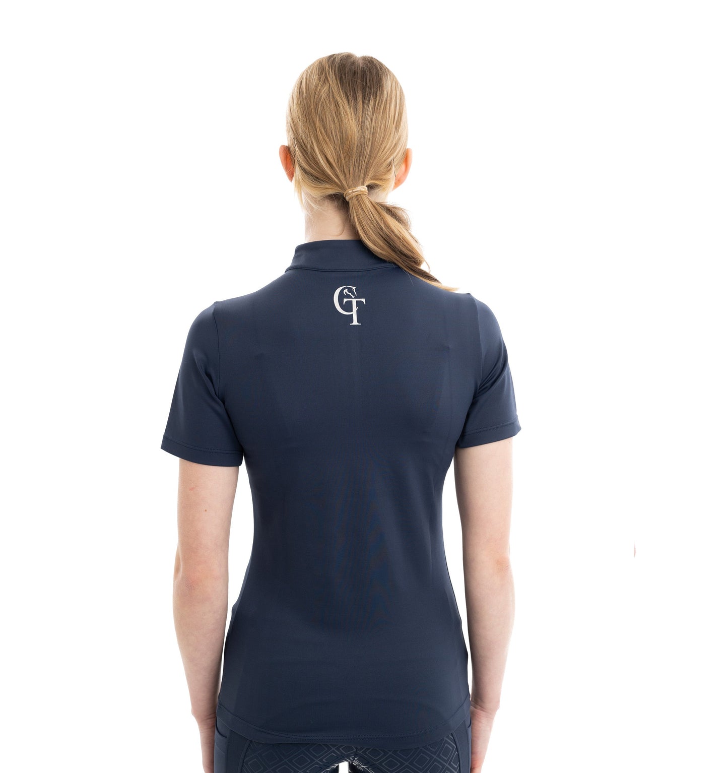 
                  
                    Young Rider Equine Short Sleeve Base Layer back pose Navy
                  
                