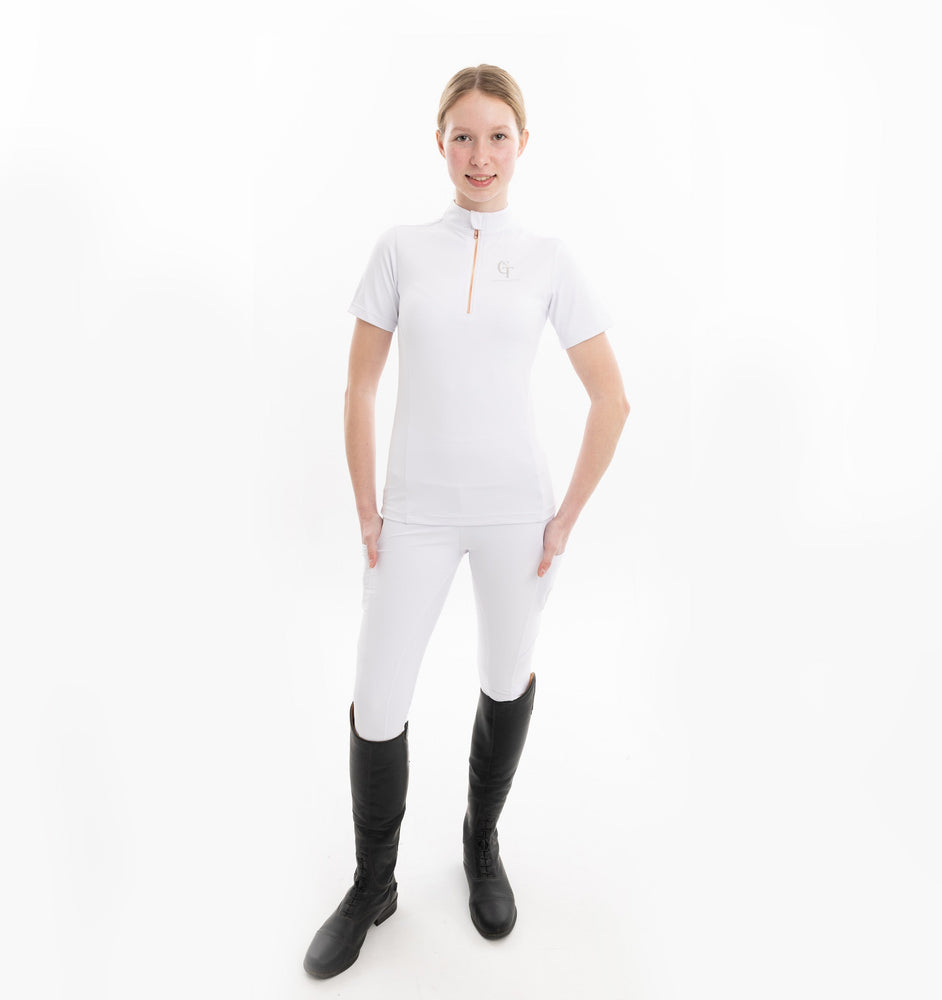 
                  
                    Young Rider Equine Short Sleeve Base Layer pose white
                  
                