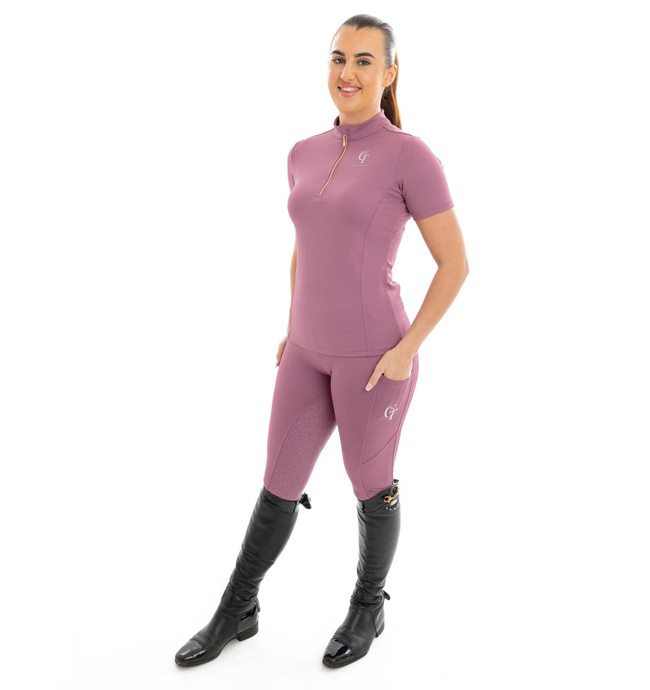 
                  
                    Dusky Pink Diamond Equine Short Sleeve Base Layer front poseview
                  
                