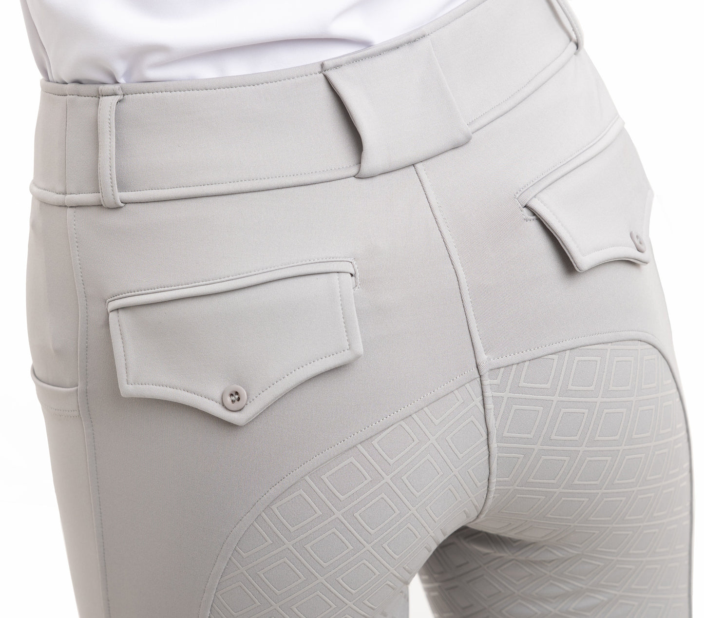 
                  
                    Young Rider Grey Equine Breeches bum pose
                  
                