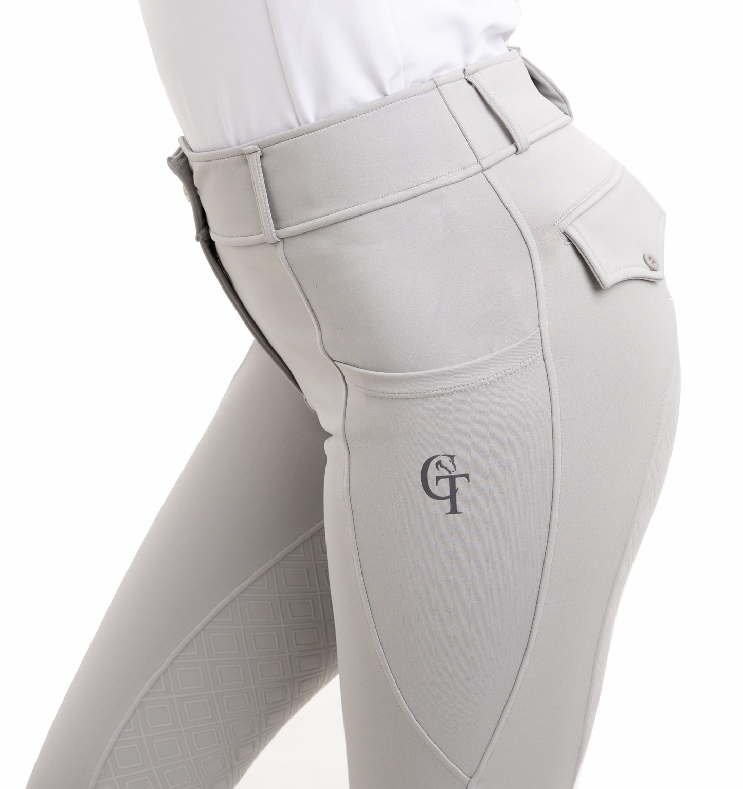 
                  
                    Young Rider Grey Equine Breeches side pose
                  
                