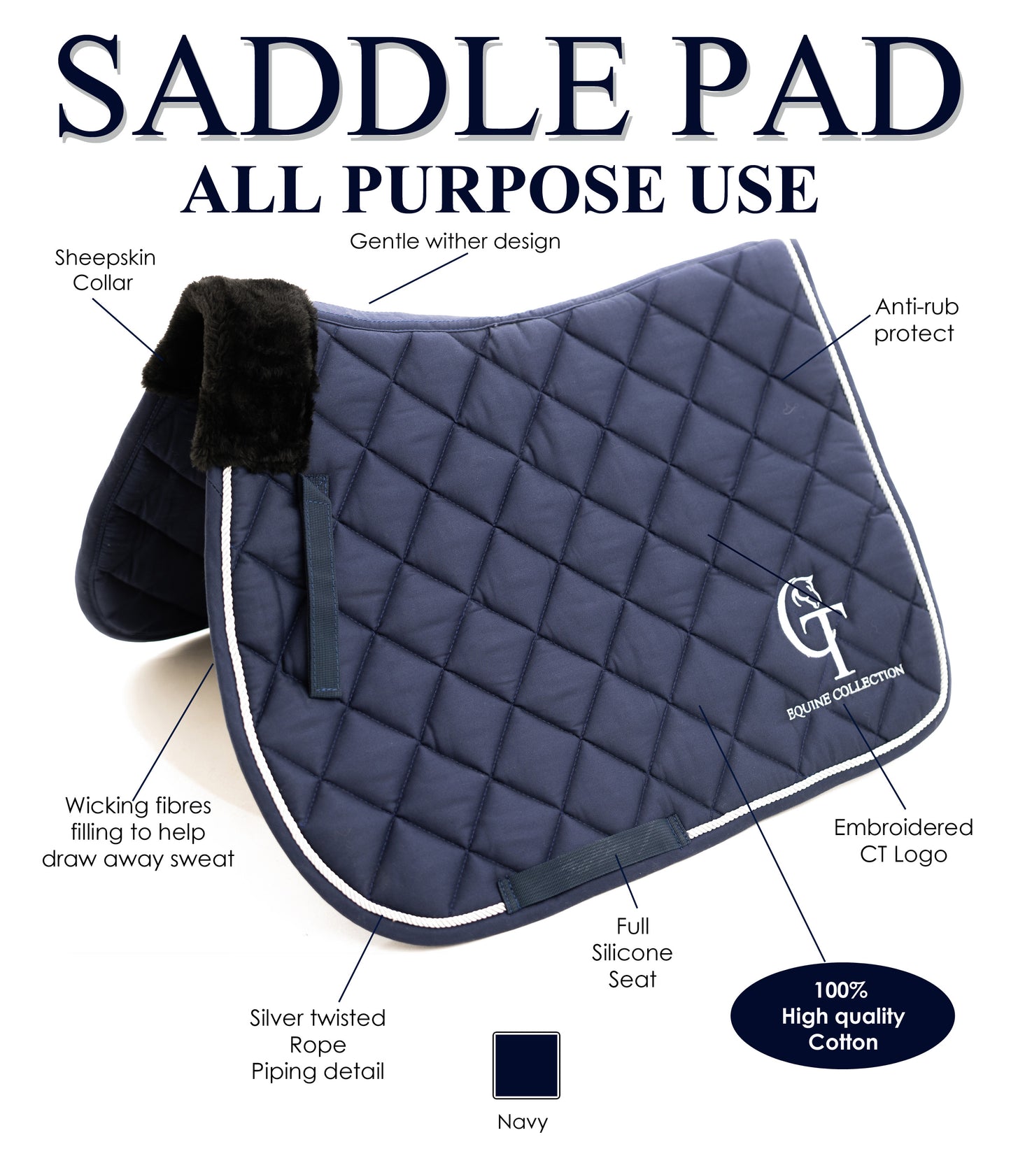 
                  
                    Saddle Pad - General Purpose  - Navy
                  
                