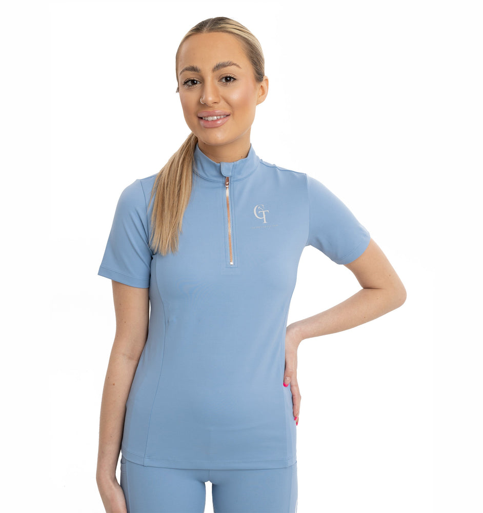 
                  
                    Sky Blue Diamond Equine Short Sleeve Base Layer front arm view
                  
                