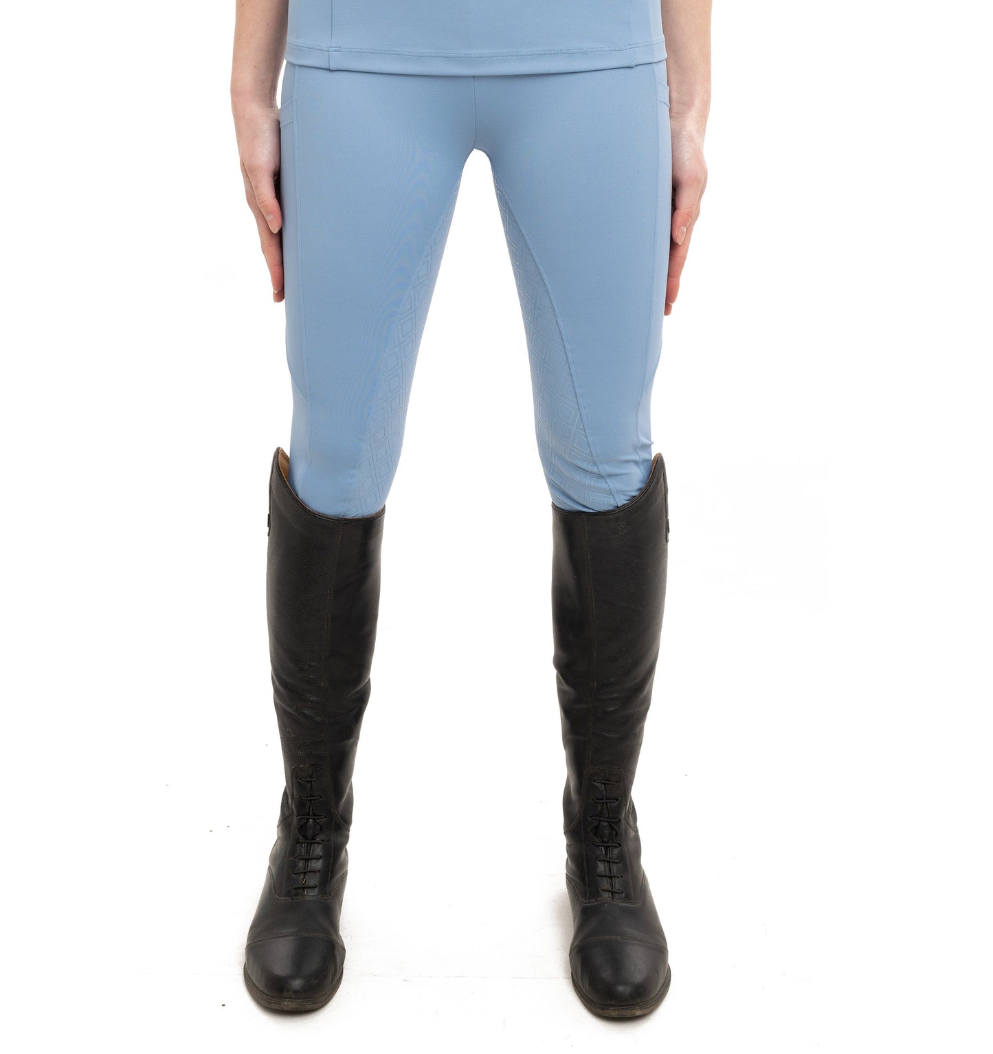 
                  
                    Young Rider Equine Diamond Riding Leggings front pose Sky Blue
                  
                