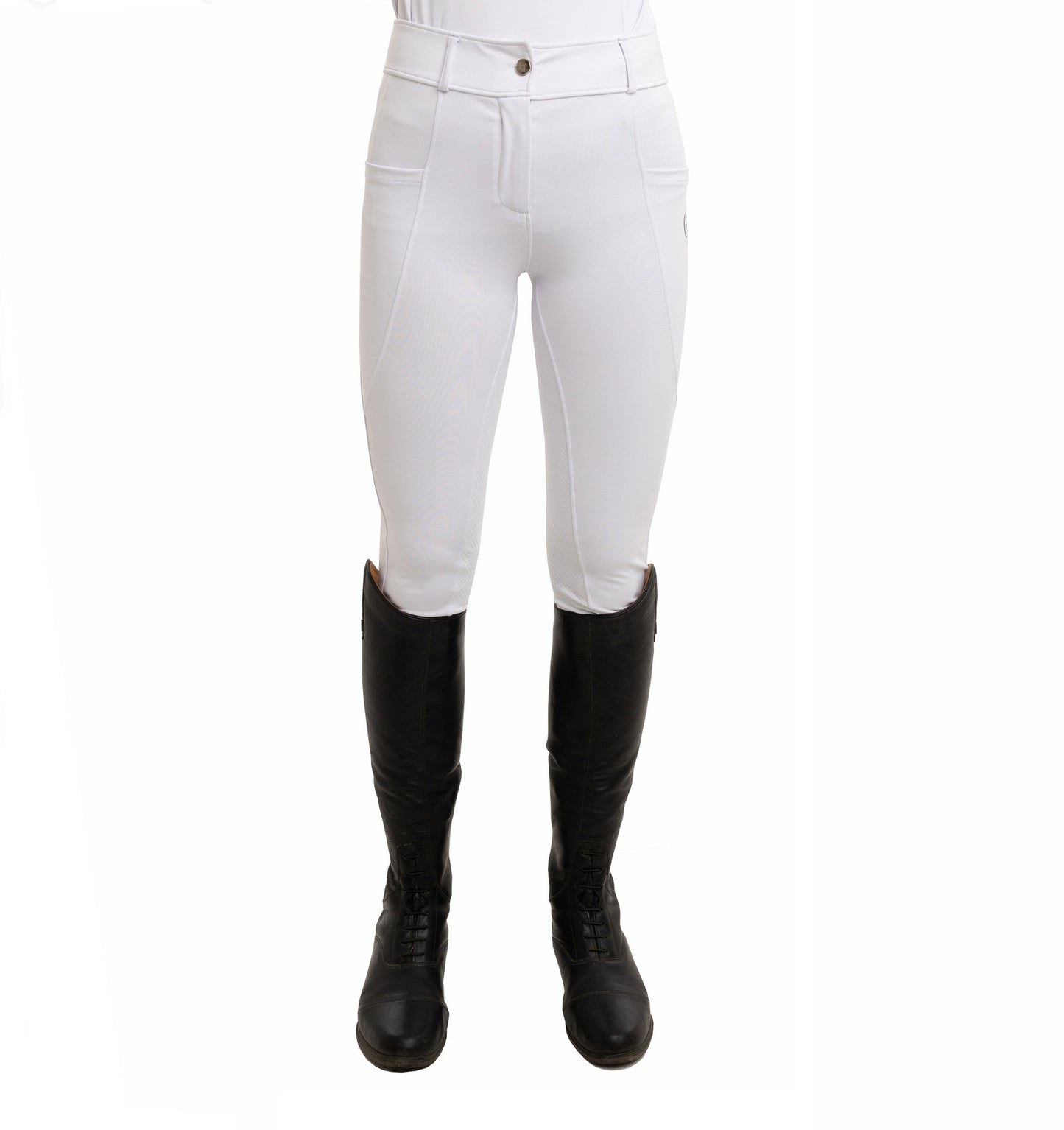 
                  
                    Young Rider White Competition Breeches front pose
                  
                