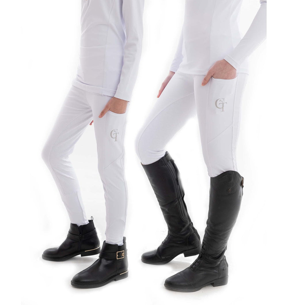 Young Rider Equine Diamond Riding Leggings side view White